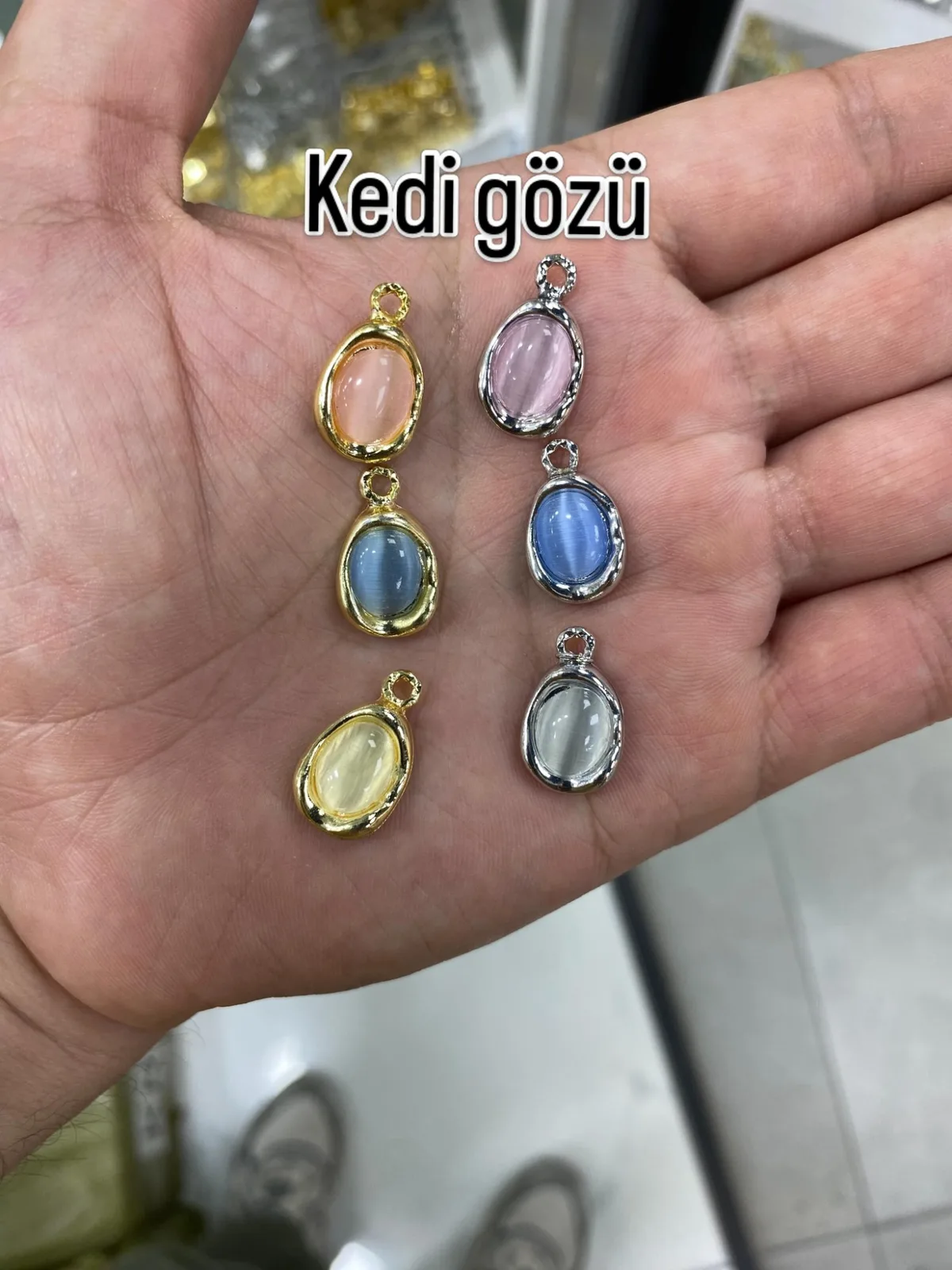 Kedi Gözü Damla Kolye Ucu 1