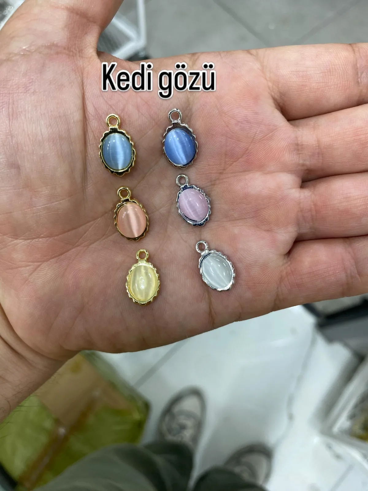 Kedi Gözü Oval Kolye Ucu 1